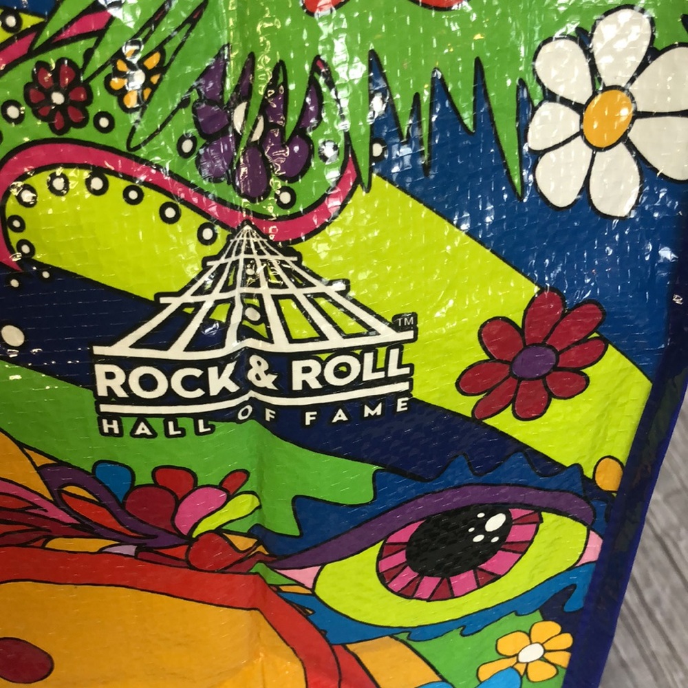 ROCK & ROLL HALL OF FAME recyclable shopping bag book bag tote 1970s retro look - Picture 4 of 12